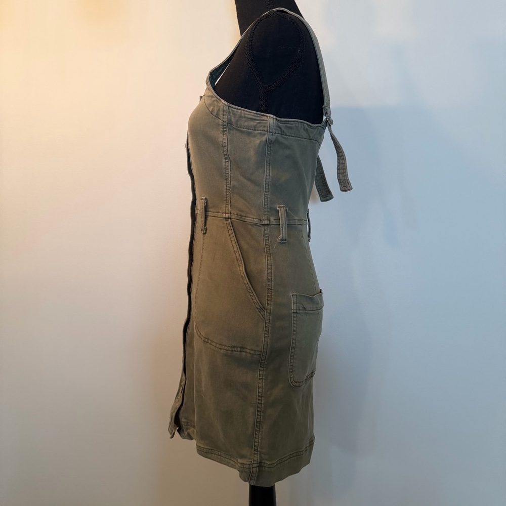 American Eagle Outfitters Women S Button-Down Mini Dress Overall Utility Stretch - Picture 5 of 11